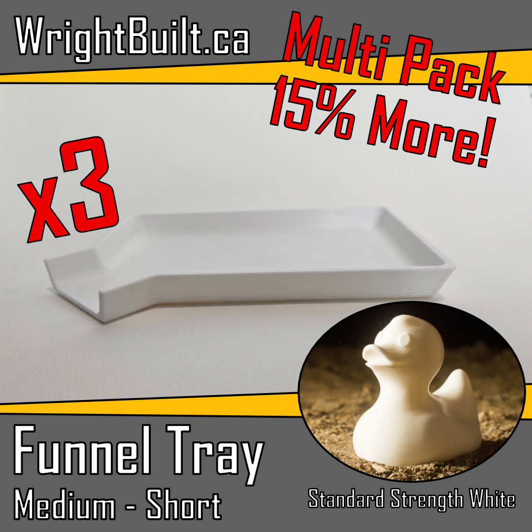 Funnel Tray - Medium & Short - Standard Strength White Plastic - Sorting & Organizing Tool - 3 Pack